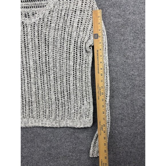 Velvet By Graham & Spencer Pullover Sweater Women's P Gray Open Knit Semi Sheer - Picture 4 of 7